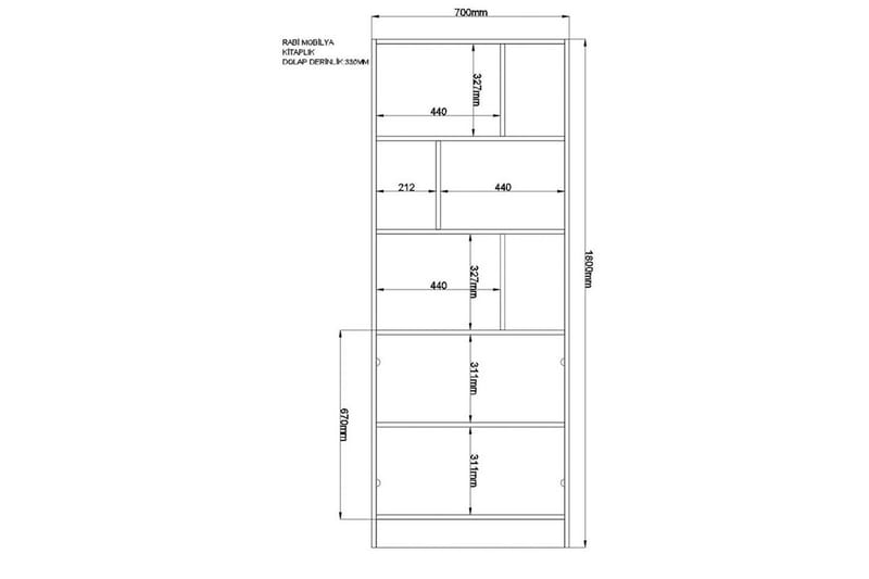 Torvin Bokhylle 70 cm i Malt Tre - Hvit - Oppbevaring - Hyller - Bokhylle