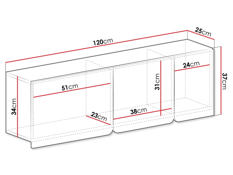 Travic Vegghengt Skap 120 cm - Oppbevaring - Hyller - Vegghylle