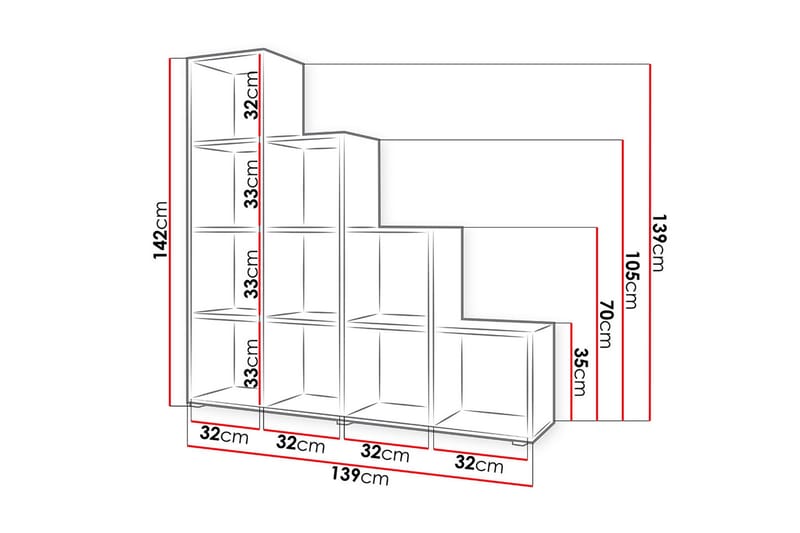 Triorana Bokhylle 139 cm - Beige - Oppbevaring - Hyller - Bokhylle