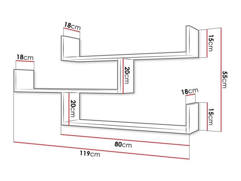 Triorana Vegghylle 119 cm - beige - Oppbevaring - Hyller - Vegghylle