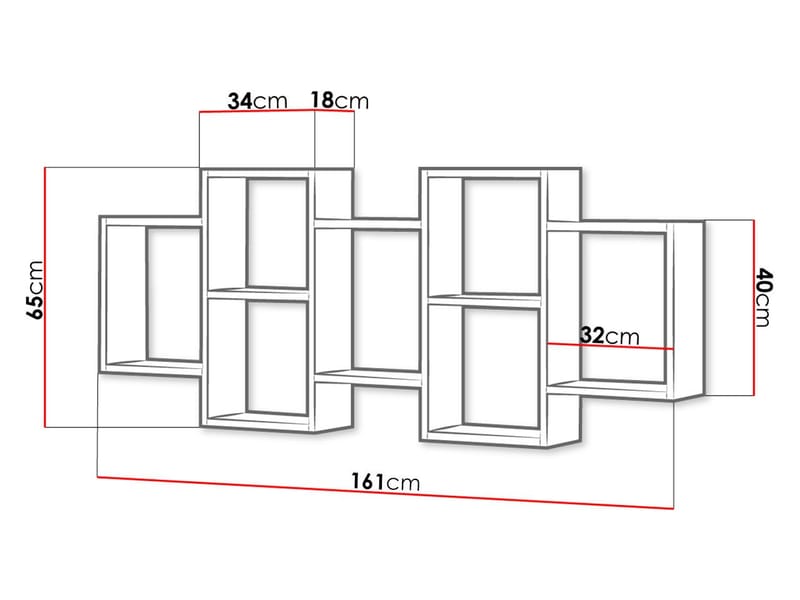 Triorana Vegghylle 161 cm - beige - Oppbevaring - Hyller - Vegghylle