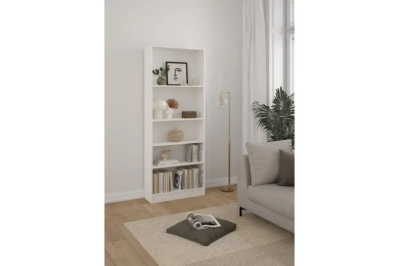 Trysil Bokhylle 79 cm i Malt Tre - Hvit - Oppbevaring - Hyller - Bokhylle