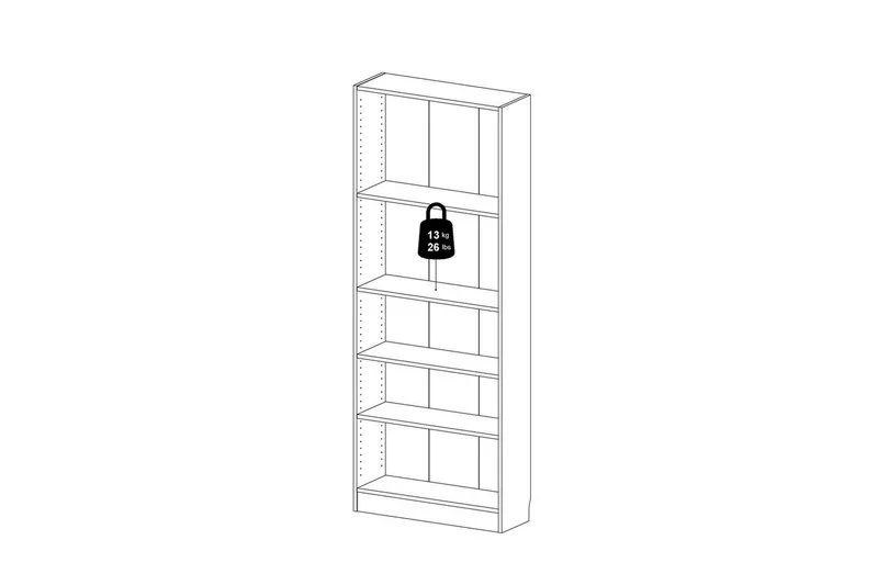 Trysil Bokhylle 79 cm i Malt Tre - Hvit - Oppbevaring - Hyller - Bokhylle