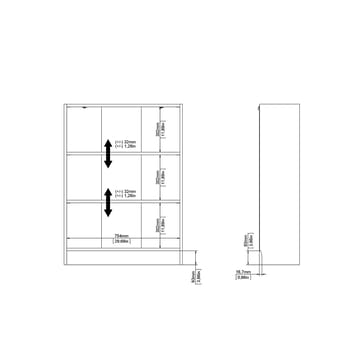 Trysil Bokhylle 79 cm med 2 Hyller i Malt Tre - Hvit - Oppbevaring - Hyller - Bokhylle