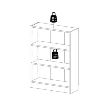 Trysil Bokhylle 79 cm med 2 Hyller i Malt Tre - Hvit - Oppbevaring - Hyller - Bokhylle
