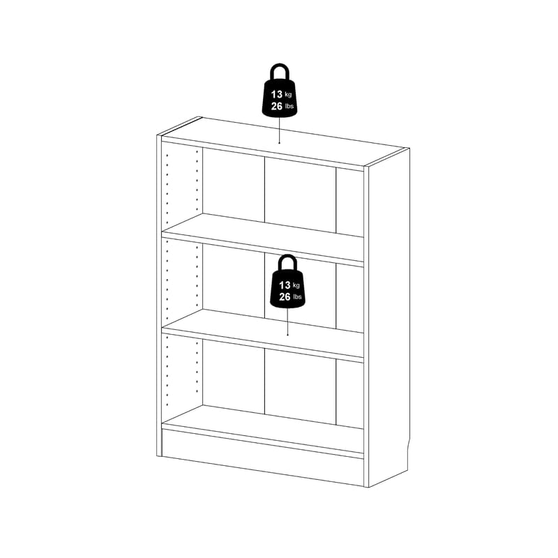 Trysil Bokhylle 79 cm med 2 Hyller i Malt Tre - Hvit - Oppbevaring - Hyller - Bokhylle