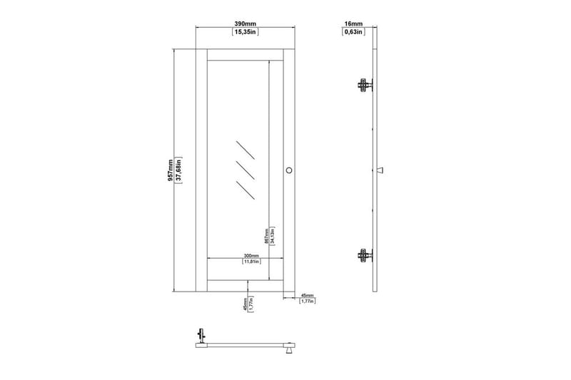Trysil Dør til Bokhylle 95,7 cm - Hvit - Oppbevaring - Hyller
