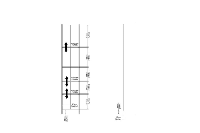 Trysil hylle 40,6x26,75 cm - Eikestruktur - Oppbevaring - Hyller - Bokhylle