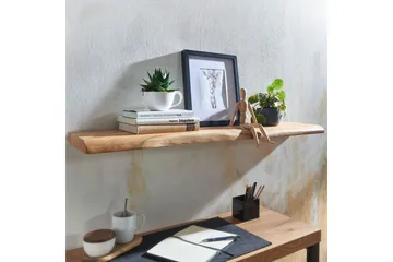 Tv-hylla Wohnling Vägghylla Wohnling träkant, massivt trä, flytande hylla, lantlig stil 100x26 cm - Oppbevaring - Hyller - Vegghylle