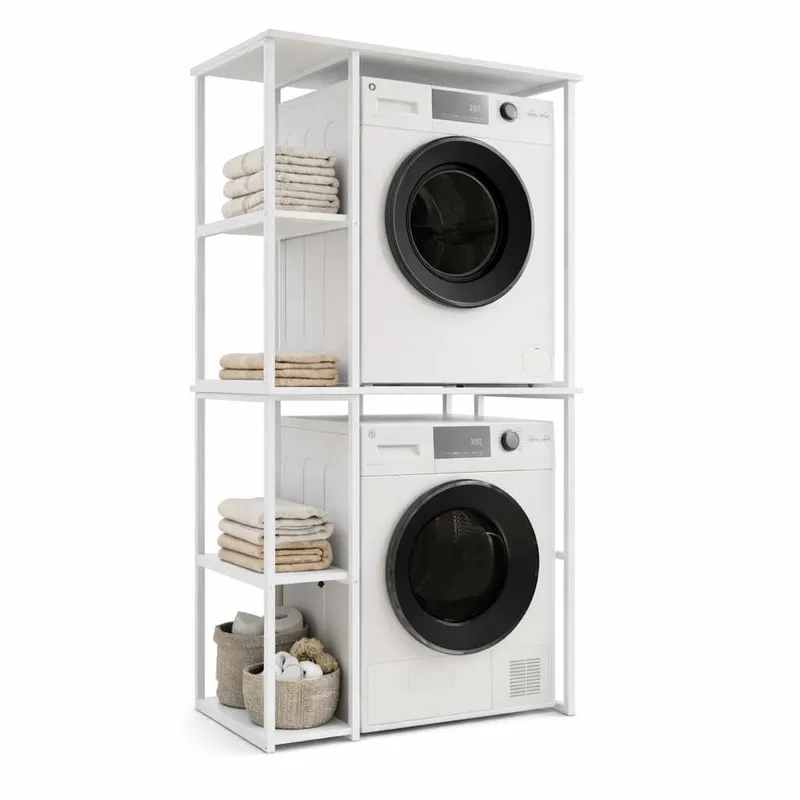 Vaskemaskinhylle Hanah Home Vento (90 x 190 x 60 cm) Hvit, Hvit