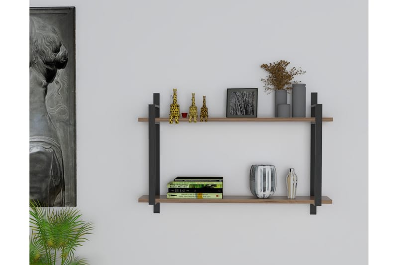 Aguien Vegghylle 90x22 cm 2 Hyller - Mørkebrun - Oppbevaring - Hyller - Vegghylle