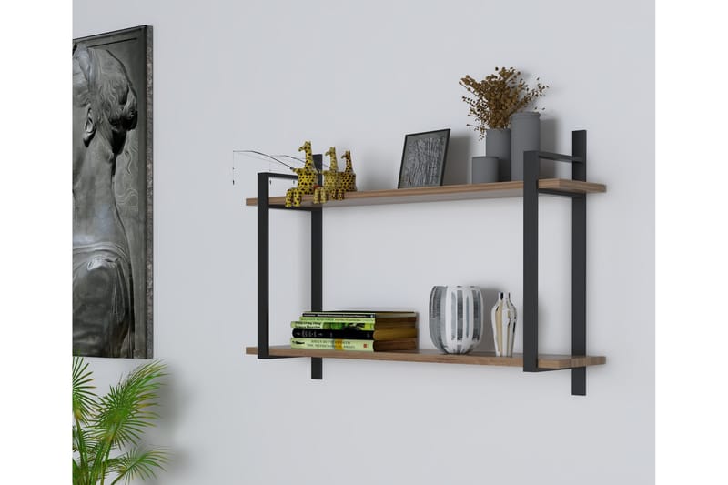 Aguien Vegghylle 90x22 cm 2 Hyller - Mørkebrun - Oppbevaring - Hyller - Vegghylle