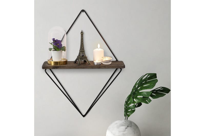 Amstelveen Vegghylle 15x27 cm - Svart / Valnøtt - Oppbevaring - Hyller - Vegghylle