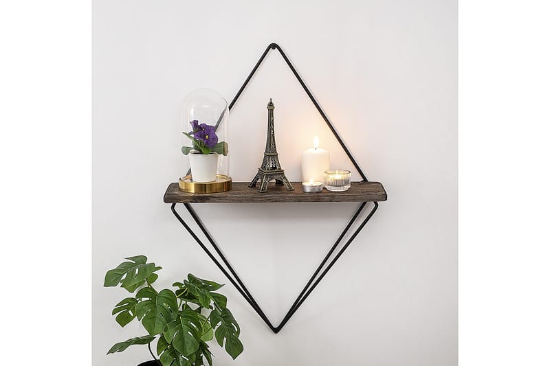 Amstelveen Vegghylle 15x27 cm - Svart / Valnøtt - Oppbevaring - Hyller - Vegghylle