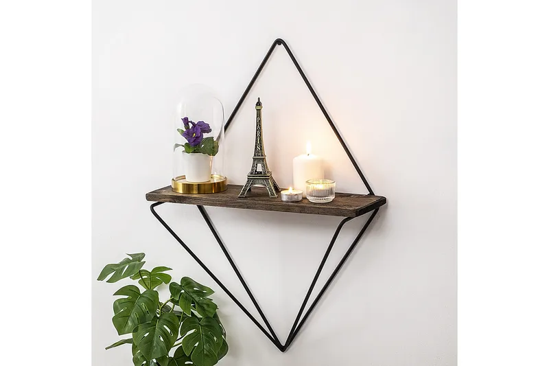 Amstelveen Vegghylle 15x27 cm - Svart / Valnøtt - Oppbevaring - Hyller - Vegghylle