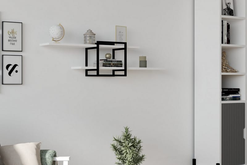 Andifli Vegghylle 120x30 cm - Hvit - Oppbevaring - Hyller - Vegghylle