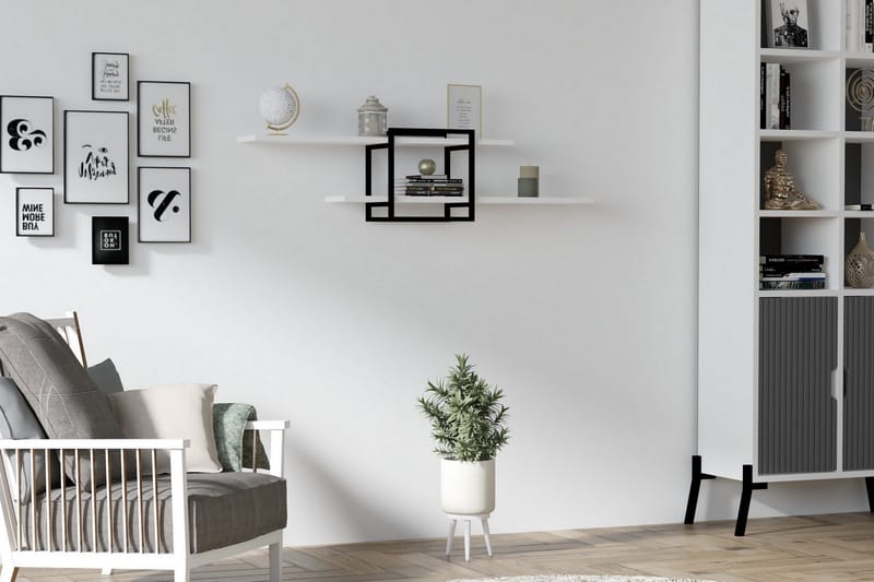 Andifli Vegghylle 120x30 cm - Hvit - Oppbevaring - Hyller - Vegghylle