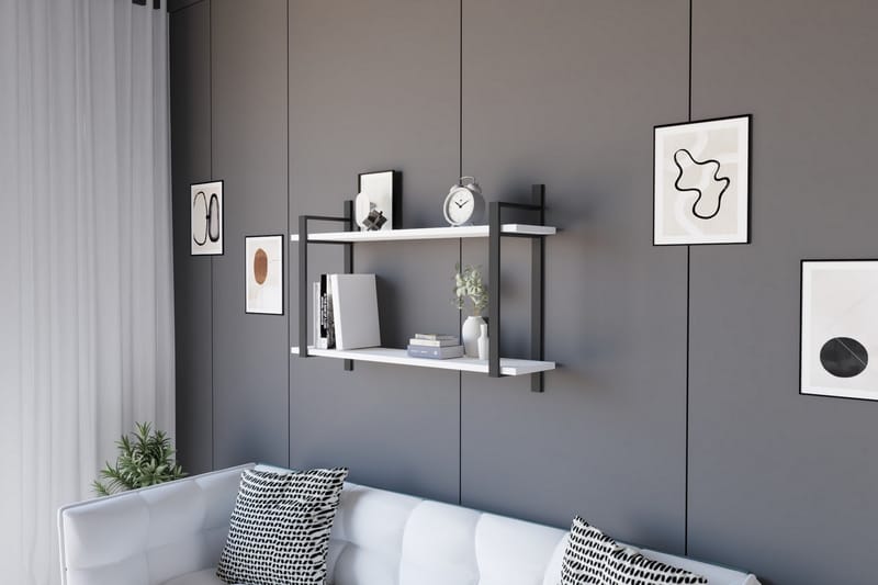 Andifli Vegghylle 90x60 cm - Hvit - Oppbevaring - Hyller - Vegghylle