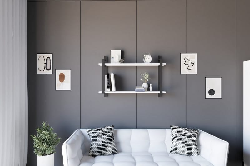 Andifli Vegghylle 90x60 cm - Hvit - Oppbevaring - Hyller - Vegghylle