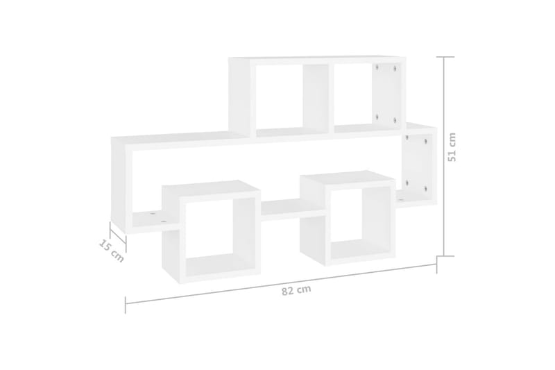Bilformet vegghylle hvit 82x15x51 cm sponplate - Hvit - Oppbevaring - Hyller - Vegghylle