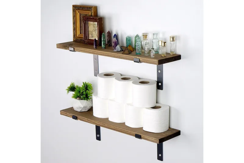 Bogel Vegghylle 60 cm - Svart / Valnøtt - Oppbevaring - Hyller - Vegghylle