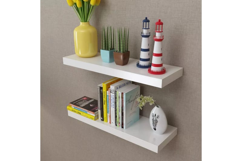 Bokhyller hvit MDF 2 stk - Hvit - Oppbevaring - Hyller - Vegghylle