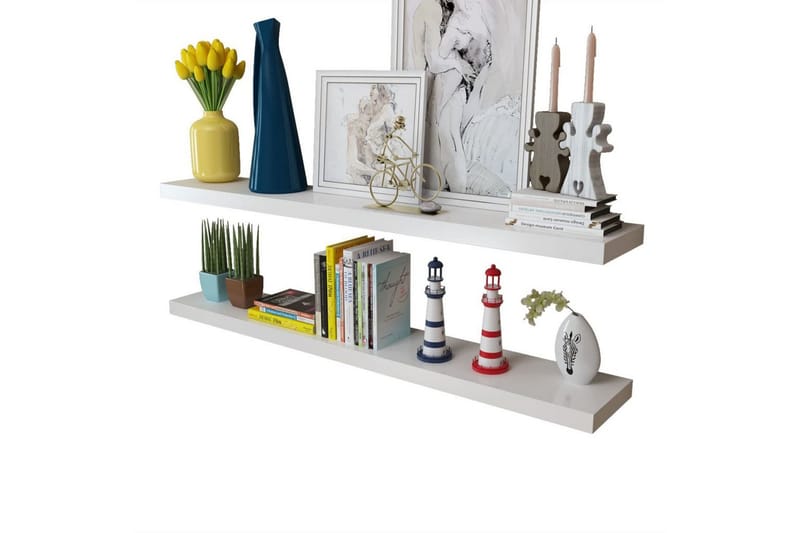 Bokhyller hvit MDF 2 stk - Hvit - Oppbevaring - Hyller - Vegghylle