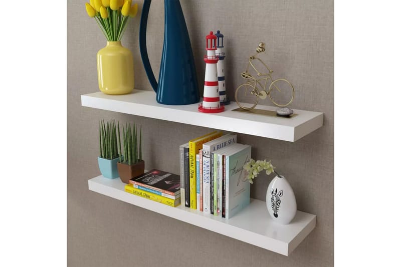 Bokhyller hvit MDF 2 stk - Hvit - Oppbevaring - Hyller - Vegghylle
