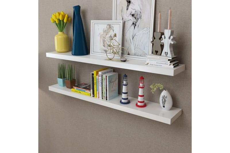 Bokhyller hvit MDF 2 stk - Hvit - Oppbevaring - Hyller - Vegghylle