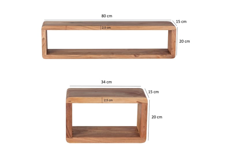 Brinius Vegghylle 3-pk - Brun - Oppbevaring - Hyller - Vegghylle