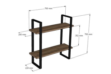Budanello Vegghylle 70x22 cm 2 Hyller - Brun - Oppbevaring - Hyller - Vegghylle