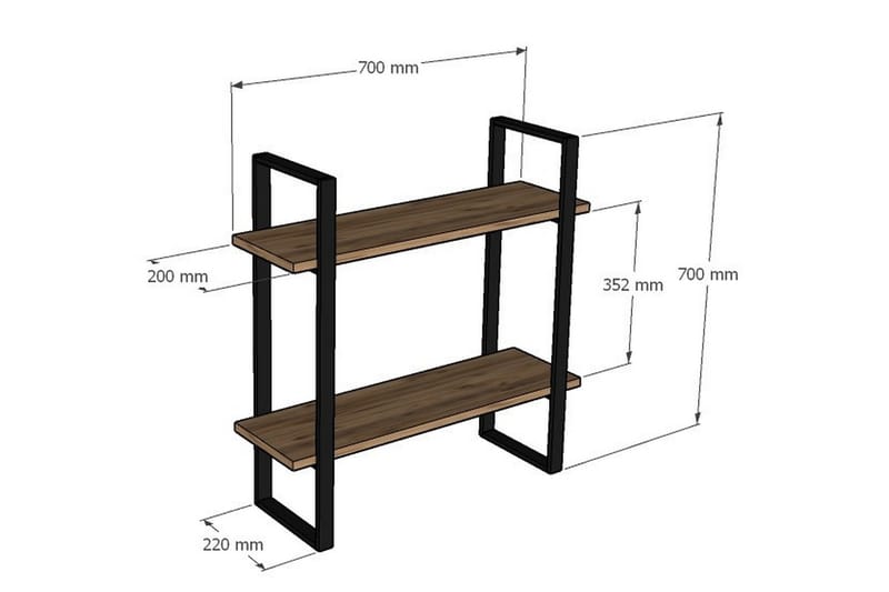Budanello Vegghylle 70x22 cm 2 Hyller - Brun - Oppbevaring - Hyller - Vegghylle