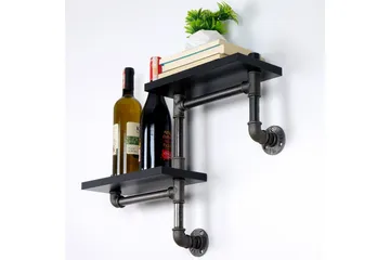 Chandina Vegghylle 56x13 cm 2 Hyller - Svart - Oppbevaring - Hyller - Vegghylle