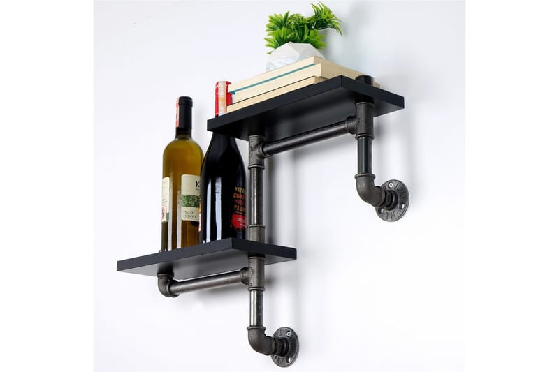 Chandina Vegghylle 56x13 cm 2 Hyller - Svart - Oppbevaring - Hyller - Vegghylle
