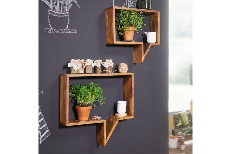 Clutts Vegghylle 2-pk - Brun - Oppbevaring - Hyller - Vegghylle
