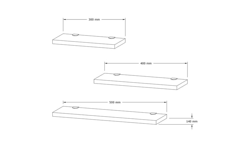 Cordin Vegghylle 2x30 cm 3 pk - Natur - Oppbevaring - Hyller - Vegghylle