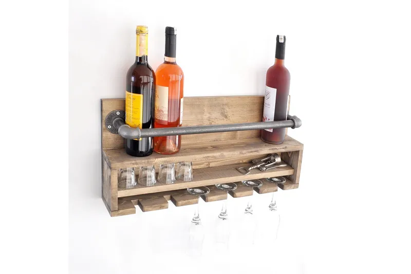 Crystalann Vegghylle 60 cm - Valnøtt / Svart - Oppbevaring - Hyller - Vegghylle