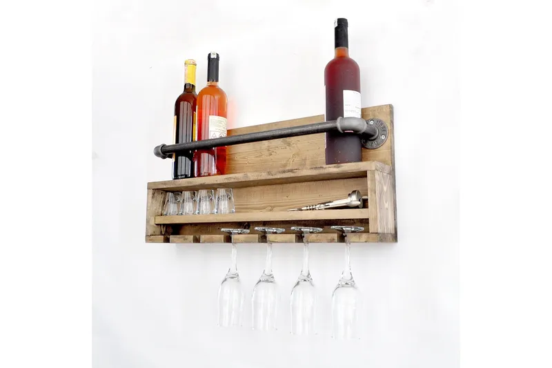 Crystalann Vegghylle 60 cm - Valnøtt / Svart - Oppbevaring - Hyller - Vegghylle