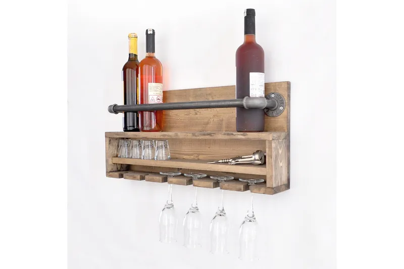 Crystalann Vegghylle 60 cm - Valnøtt / Svart - Oppbevaring - Hyller - Vegghylle