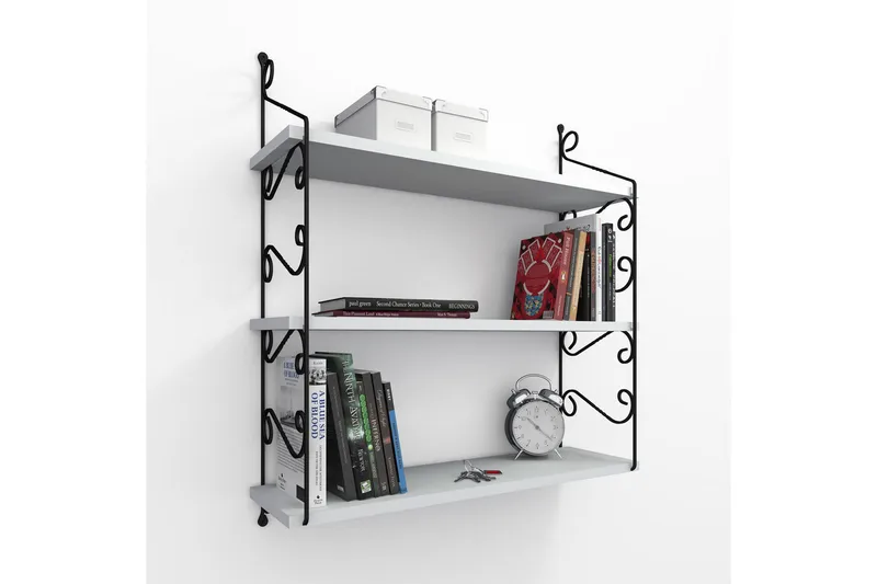 Decormet Vegghylle 3 Hyller - Hvit/Svart - Oppbevaring - Hyller - Vegghylle