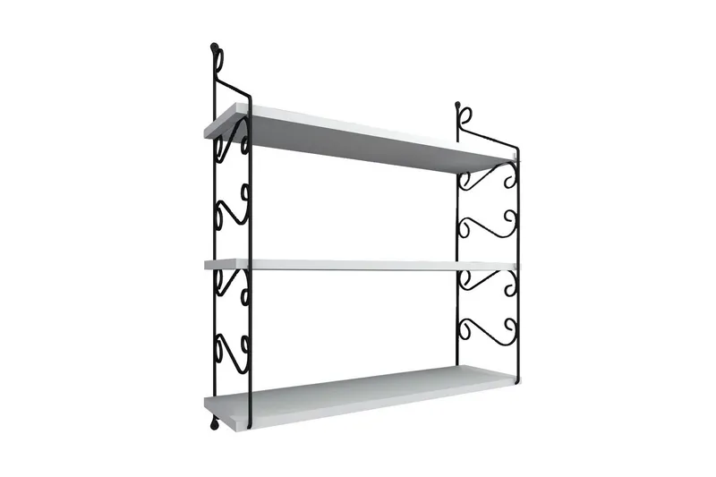 Decormet Vegghylle 3 Hyller, Hvit/Svart