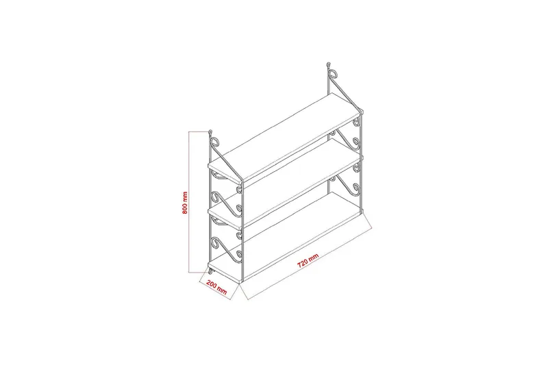 Decormet Vegghylle 3 Hyller - Hvit/Svart - Oppbevaring - Hyller - Vegghylle