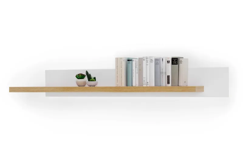 Degaust Vegghylle 175 cm - Hvit / Eik - Oppbevaring - Hyller - Vegghylle