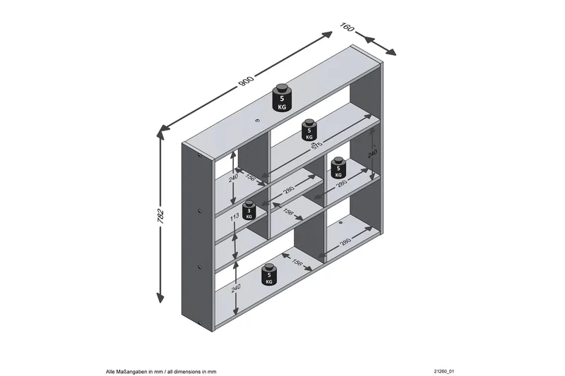 Delphie Vegghylle 90 cm - Brun/Hvit - Oppbevaring - Hyller - Vegghylle