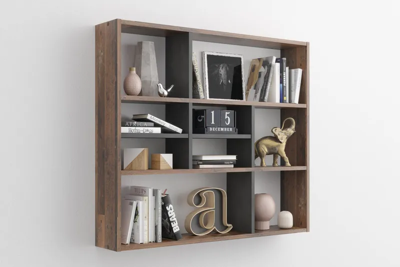 Delphie Vegghylle 90 cm - Brun/Hvit - Oppbevaring - Hyller - Vegghylle