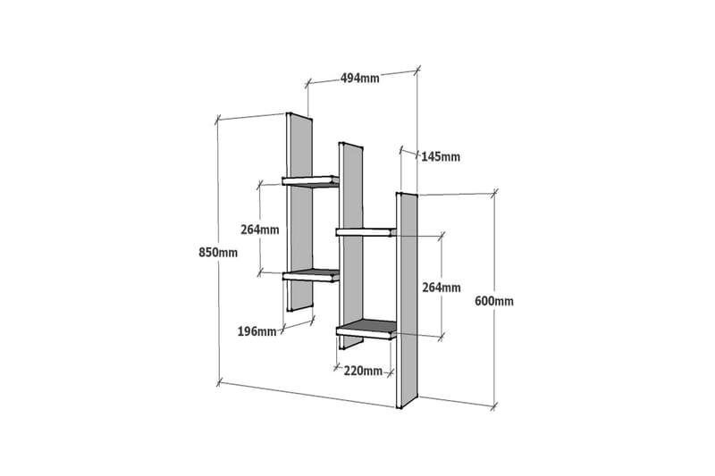Desgrar Vegghylle 49,4x85 cm - Hvit - Oppbevaring - Hyller - Vegghylle