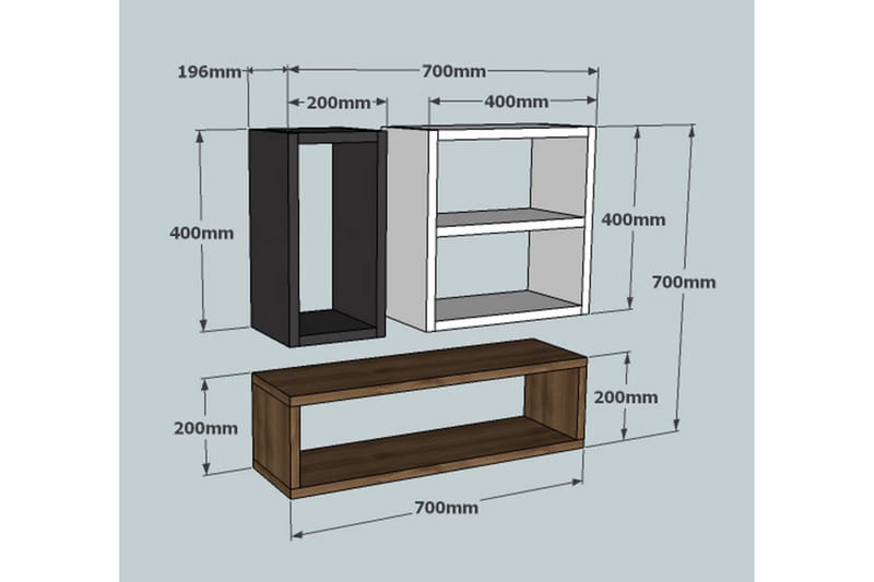 Desgrar Vegghylle 70x20 cm - Hvit - Oppbevaring - Hyller - Vegghylle