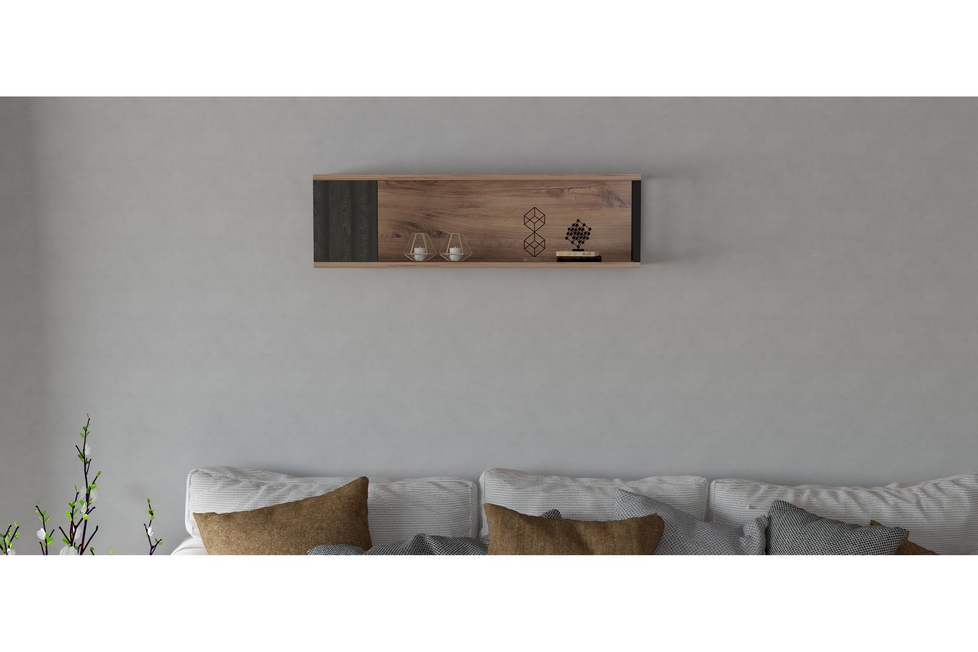Devran Vegghylle 20x100 cm - Natur / Antrasitt - Oppbevaring - Hyller - Vegghylle