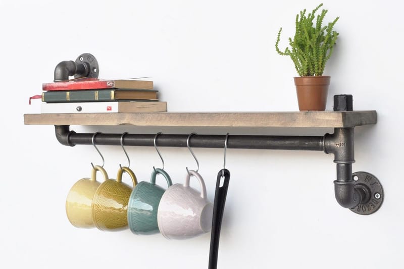 Evila Kjøkkenhylle Rør/Tre - Oppbevaring - Klesoppbevaring - Stumtjener - Klesstativ