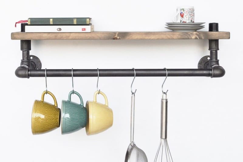 Evila Kjøkkenhylle Rør/Tre - Oppbevaring - Klesoppbevaring - Stumtjener - Klesstativ